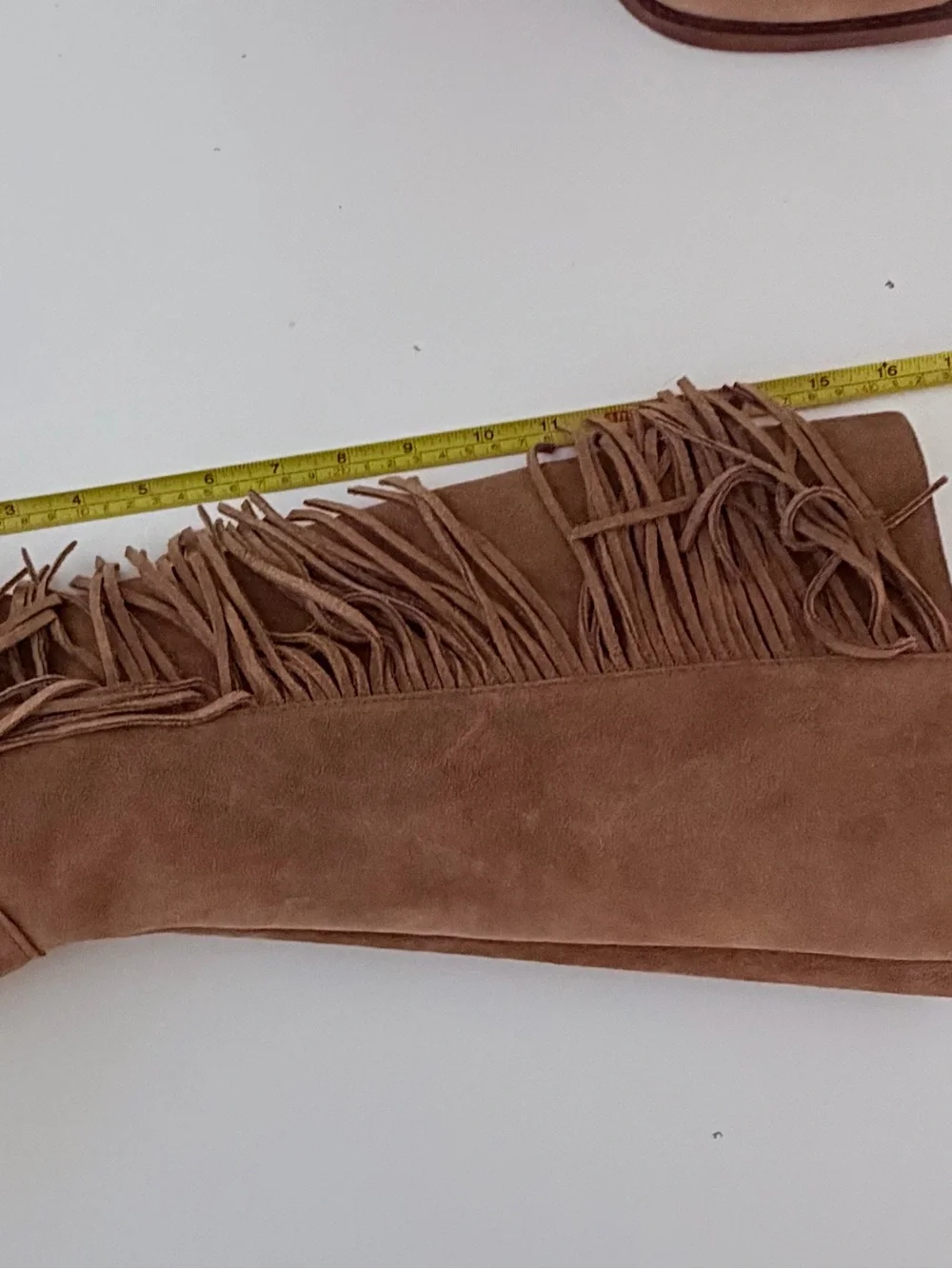 Dolce Vita Suede Fringe Knee-High Boots in Tan